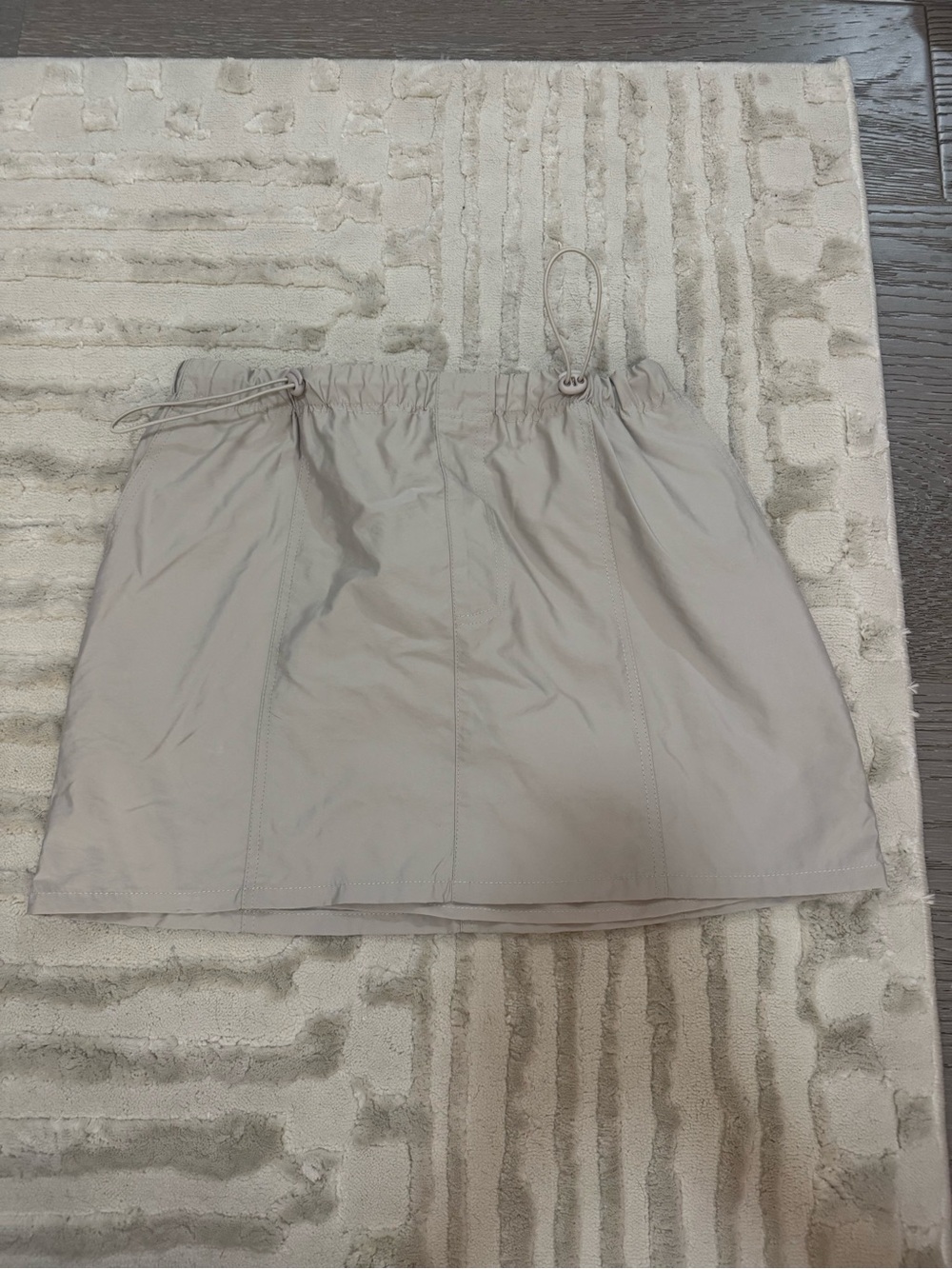 Light Beige Drawstring Mini Skirt